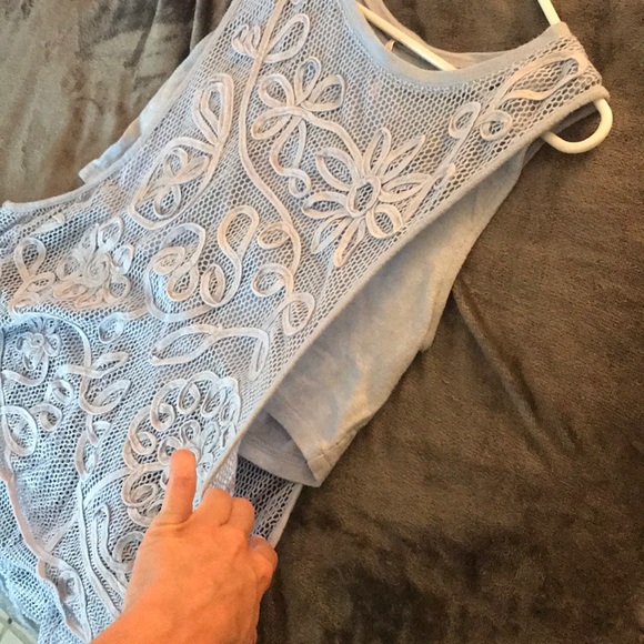 Free people periwinkle crop tank with mesh overlay - Picture 7 of 8